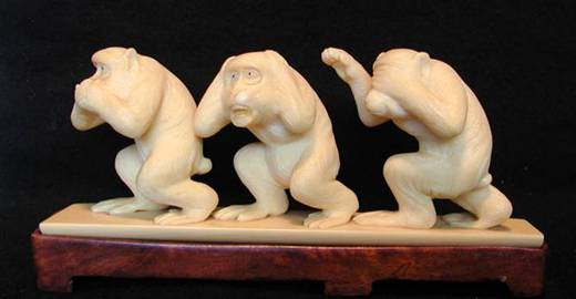three wise monkeys, collection Bruce Kittess USA